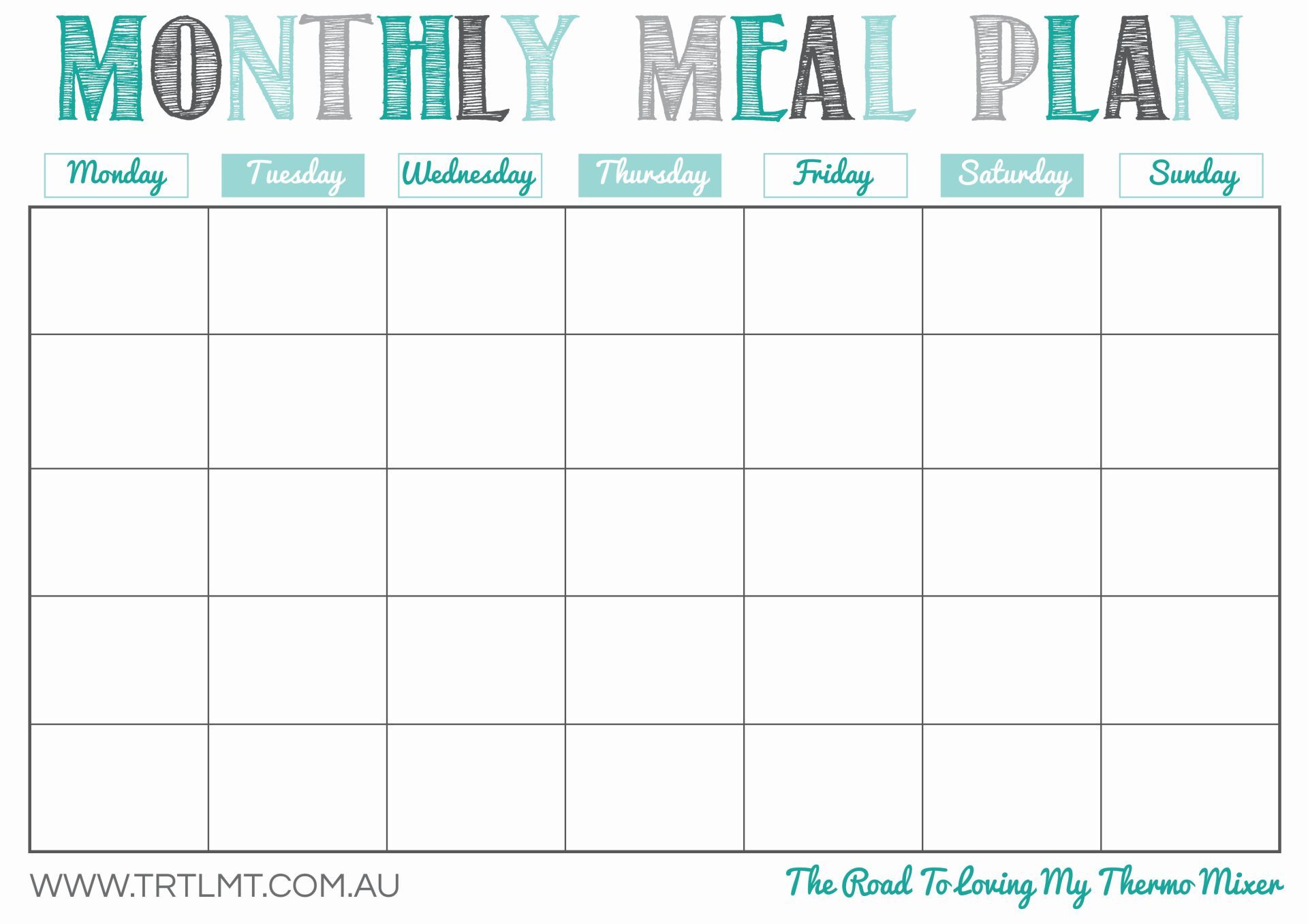 Monthly Meal Planner Template