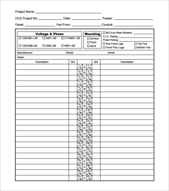 Panel Schedule Template