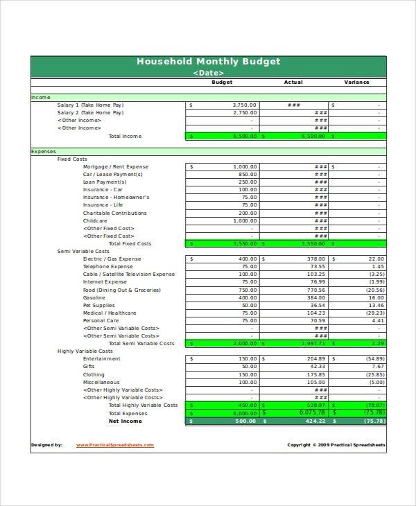 Home Budget Template