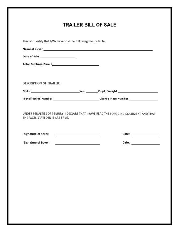 Bill Of Sale Word Template