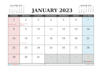 Free Printable 12 Month Calendar Template 2023