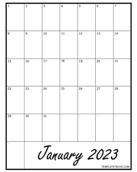2023 Monthly Calendar Printable Portrait Template