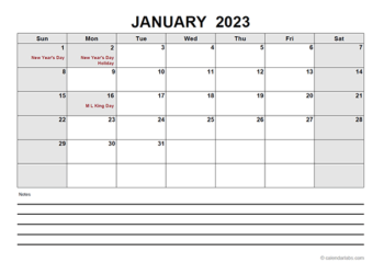 Fillable Printable Calendar 2023 (pdf, word, excel)