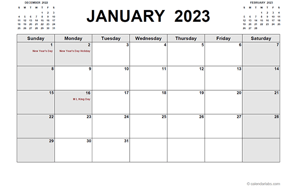 2023 Calendar Printable Pdf Free