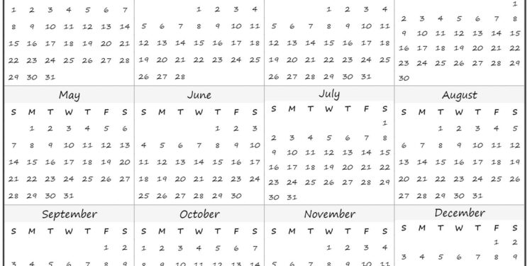 Printable 1 Year Calendar 2023