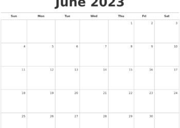 Free Printable June 2023 Calendar
