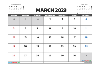Free Printable March 2023 Calendar Template
