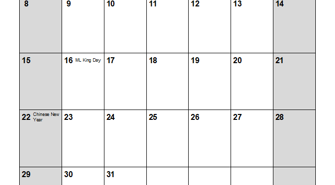 Monthly Printable Calendar 2023