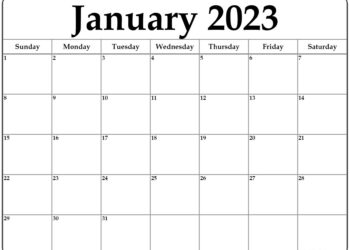 Calendar 2023 January Printable Free