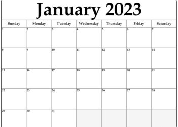 Free Printable January 2023 Calendar Pdf