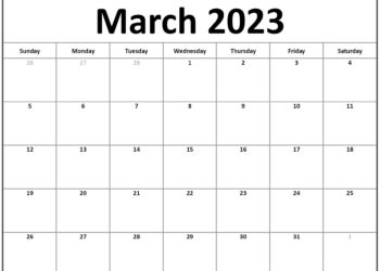 Blank Printable Calendar 2023 March
