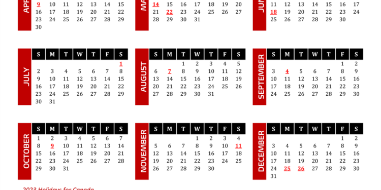 Downloadable Free Printable 2023 Calendar With Canadian Holidays