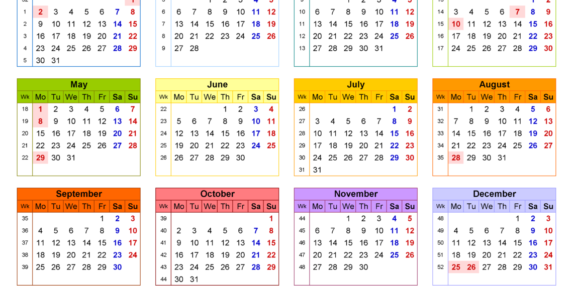 2023 Calendar UK Printable Monthly