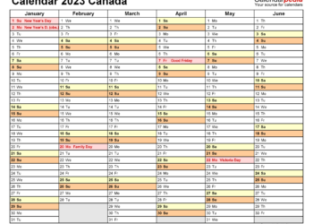 2023 Calendar Printable Pdf Canada Canada
