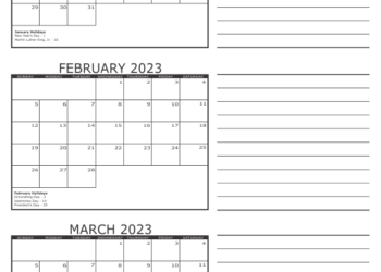 Jan Feb March 2023 Calendar Printable
