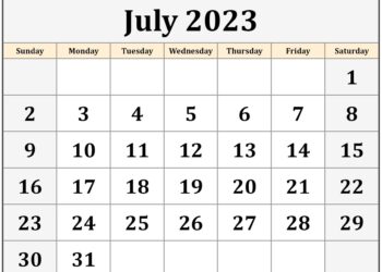2023 July Printable Calendar