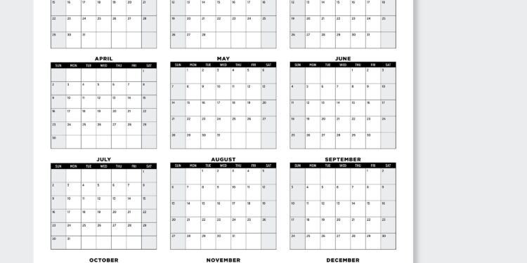 Free Printable Yearly Calendar 2023 With Boxes