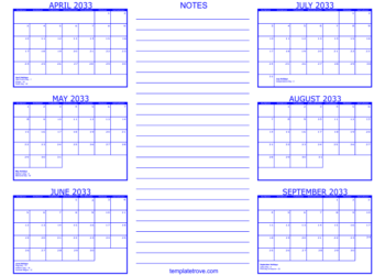 Printable 6 Month Calendar 2023