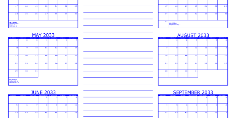 Printable 6 Month Calendar 2023