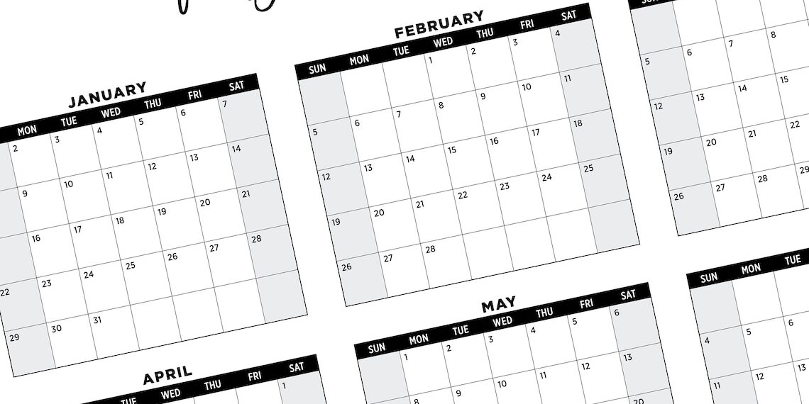 2023 Year At A Glance Calendar Printable