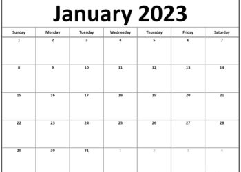 January 2023 Printable Calendar Waterproof