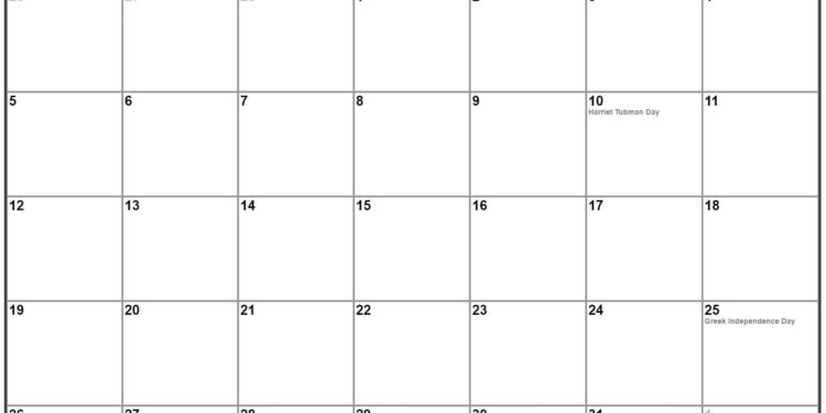 March 2023 Calendar With Holidays USA Printable