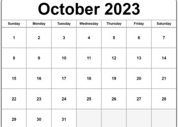 Blank October 2023 Calendar Printable