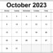 Blank October 2023 Calendar Printable