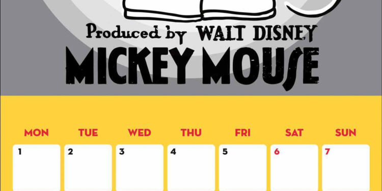 Mickey Mouse Calendar 2023 Printable