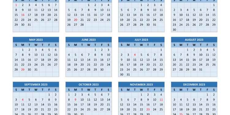 11×17 2023 Calendar Printable