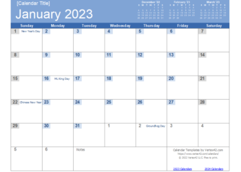 Printable Calendar 2023 Template