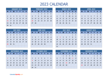 Printable 2023 Calendar By Week