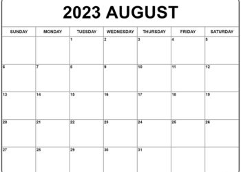Printable August 2023 Calendar