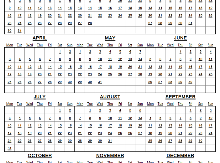 Printable Calendar 2023 Starting Monday