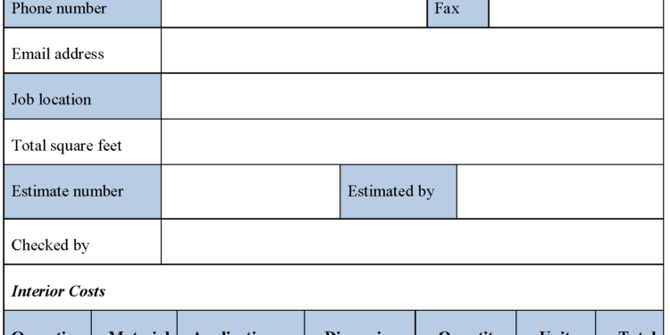 Painting Estimate Template