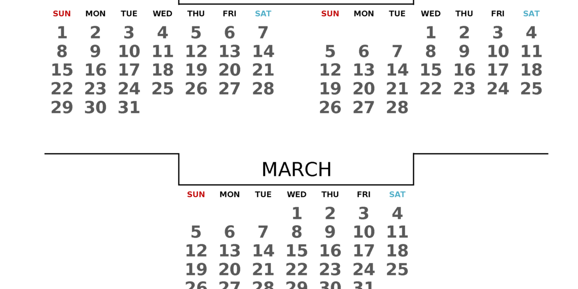 January February March 2023 Calendar Printable