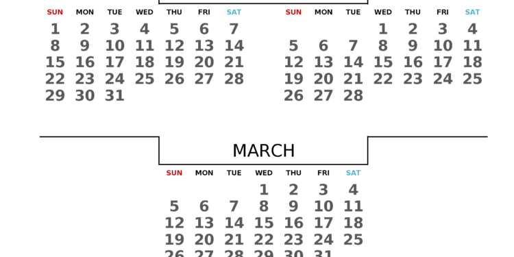 January February March 2023 Calendar Printable