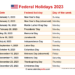 2023 Calendar With Federal Holidays USA Printable