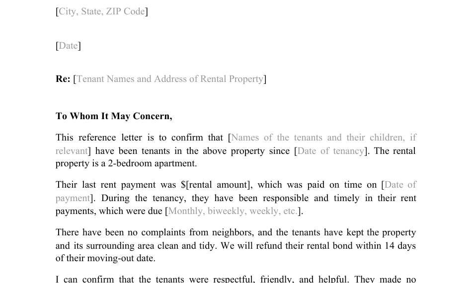 Tenant Letter Template