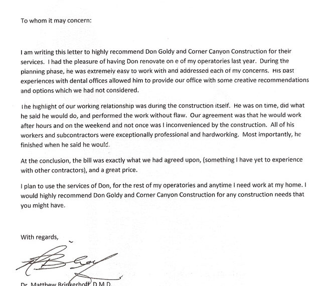 Dental Assistant Letter of Recommendation