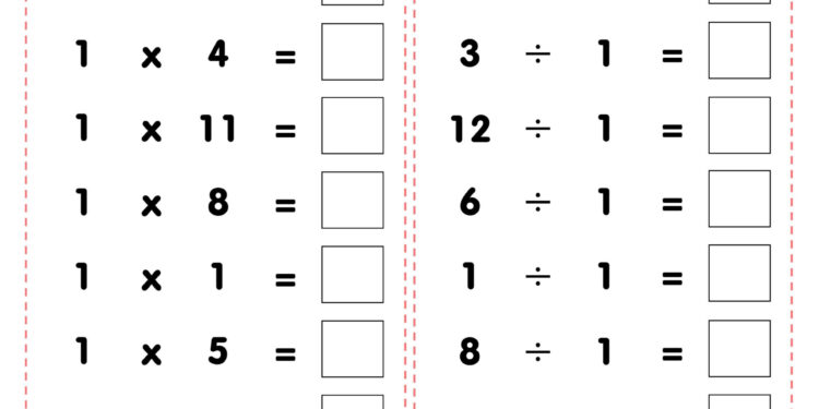 Multiplication and Division Worksheet Template