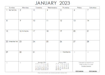 12 Month Printable 2023 Calendar Large