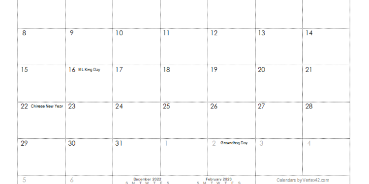 12 Month Printable 2023 Calendar Large