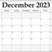 Printable December Calendar 2023
