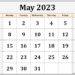 Calendar 2023 May Printable