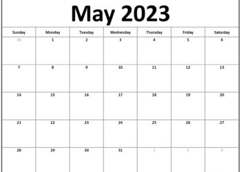 Free Printable May Calendar 2023