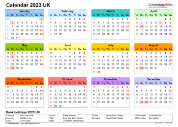 Free Printable 2023 Calendar With Holidays UK
