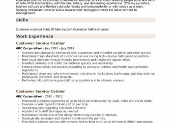 Customer Services Cashier Resume Objectives