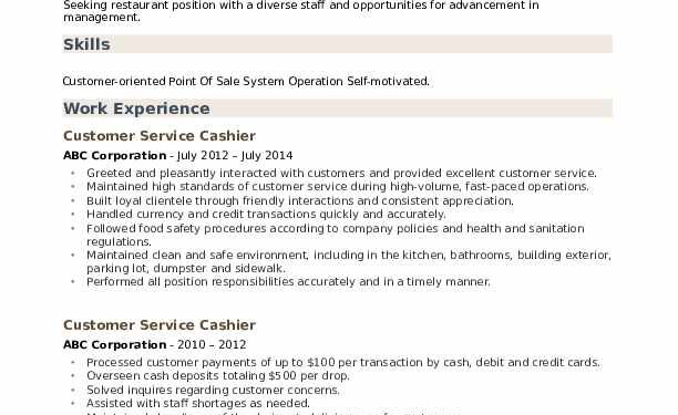 Customer Services Cashier Resume Objectives