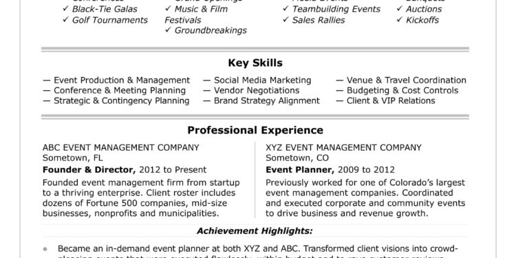 Event Coordinator Resume Objectives